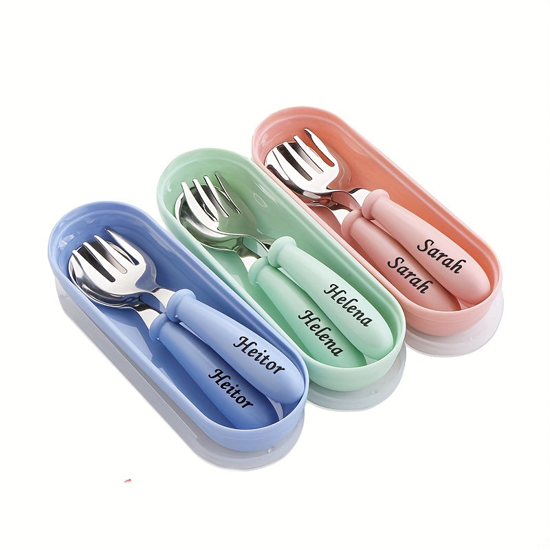 Personalized Kids’ Cutlery Set – Spoon, Fork & Storage Box Gift