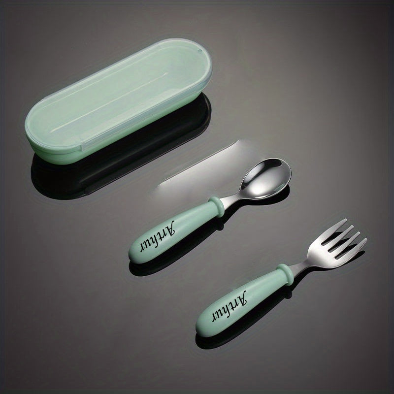 Personalized Kids’ Cutlery Set – Spoon, Fork & Storage Box Gift